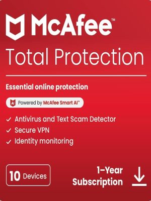 McAfee Total Protection 2026, 10 Multi-Devices, 1 Year, DIGITAL DOWNLOAD