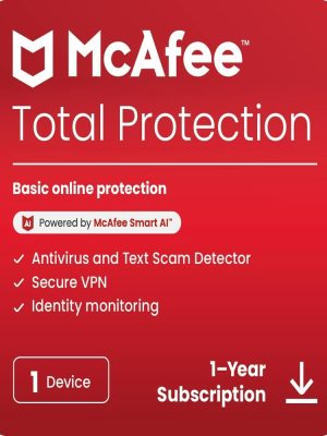 McAfee Total Protection 2026, 1 Device, 1 Year, DIGITAL DOWNLOAD