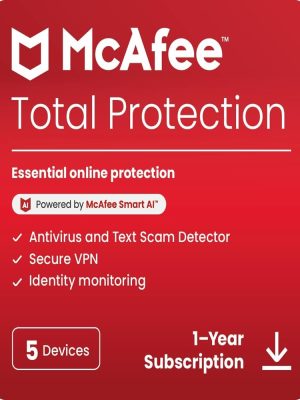 McAfee Total Protection 2026, 5 Multi-Devices, 1 Year, DIGITAL DOWNLOAD