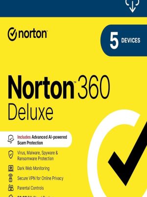 Norton 360 Deluxe 5 Devices 1 Year (Non-Subscription / No Auto-Renewal) - Download Version By Email