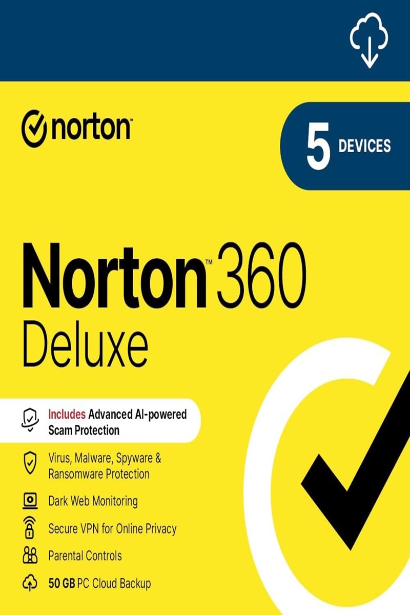 Norton 360 Deluxe 5 Devices 1 Year (Non-Subscription / No Auto-Renewal) - Download Version By Email