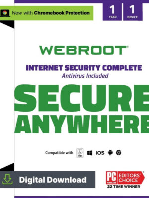 Webroot Secure Anywhere Internet Security COMPLETE 2026 | 1 Device | 1 Year Download for PC/Mac/Android