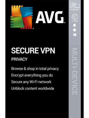 AVG Secure VPN 2026, 10 Devices, 3 Years (DOWNLOAD VERSION BY EMAIL)