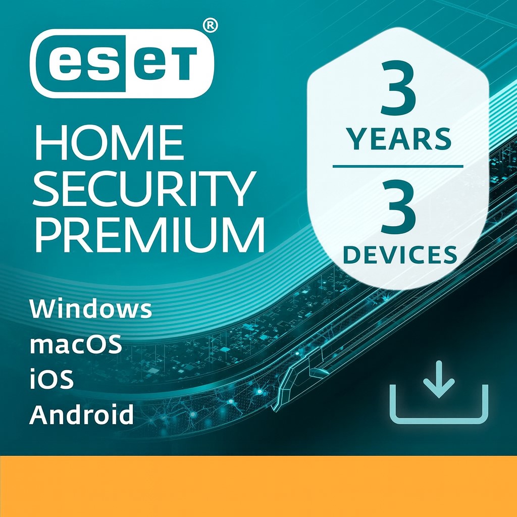 ESET Home Security Premium 2026, 3 Devices, 3 Years for PC | Mac | Android (Digital Download by Email)